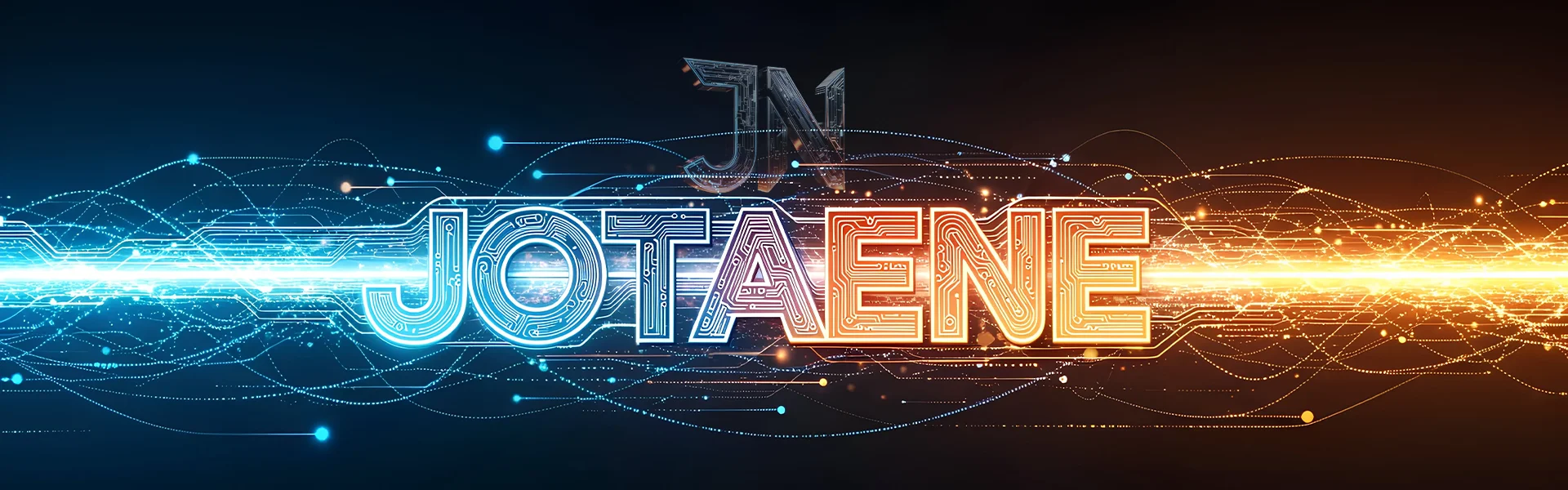 Banner principal de JotaEne, estudio creativo de IA cinematográfica y visual storytelling con identidad futurista y energía digital